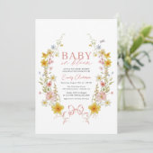 ベビーの開花ボウピンクフローラワイルドフラワーシャワー 招待状 (スタンド正面)