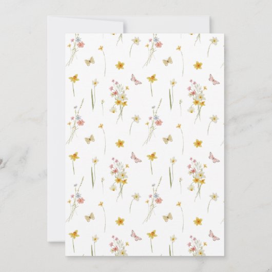 ベビーの開花ボウピンクフローラワイルドフラワーシャワー 招待状 (裏面)