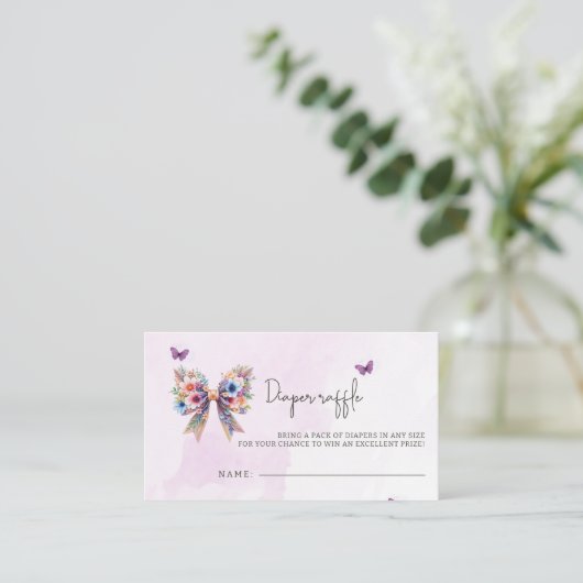 ベビーの開花ボウベビーシャワーおむつラッフル エンクロージャーカード (スタンド正面)