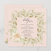 ベビーの開花ボヘミアンベビーシャワー招待 (正面/裏面)