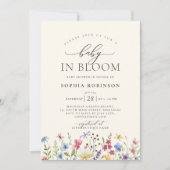 ベビーの開花ボヘミアンワイルドフラワーベビーシャワー 招待状 (正面)