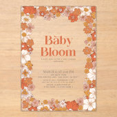 ベビーの開花ボホレトロGroovyフローラベビーシャワー アクリル招待状 (正面)