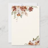 ベビーの開花ボホワイルドフラワーベビィ素朴ーシャワー 招待状 (裏面)