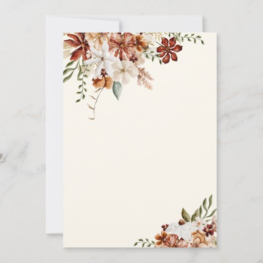 ベビーの開花ボホワイルドフラワーベビィ素朴ーシャワー 招待状 (裏面)