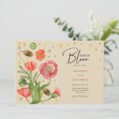 ベビーの開花ポピー花ベビーシャワー 招待状 (スタンド正面)