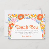 ベビーの開花レトロGroovyワイルドフラワーベビーシャワー サンキューカード (正面)