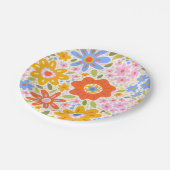 ベビーの開花レトロGroovyワイルドフラワーベビーシャワー ペーパープレート (アングル)