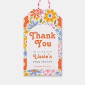 ベビーの開花レトロGroovy Baby Showerありがとう ギフトタグ (正面)