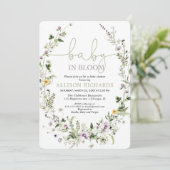 ベビーの開花ロマンチックなワイルドフラワーベイビーシャワー 招待状 (スタンド正面)