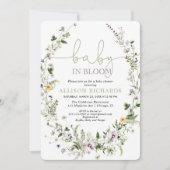 ベビーの開花ロマンチックなワイルドフラワーベイビーシャワー 招待状 (正面)