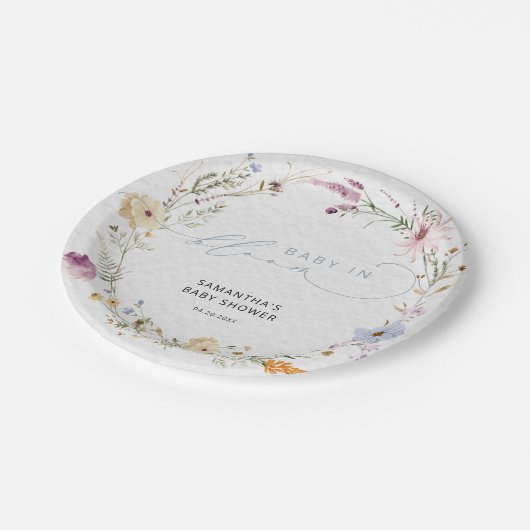 ベビーの開花ワイルドフラワーかわいい赤ちゃんシャワー ペーパープレート (アングル)