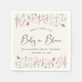 ベビーの開花ワイルドフラワーの水の色ベビーシャワー スタンダードカクテルナプキン (正面)