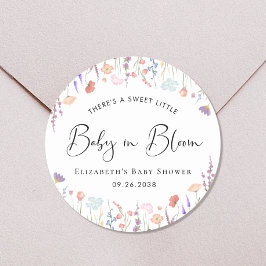 ベビーの開花ワイルドフラワーの水の色ベビーシャワー ラウンドシール