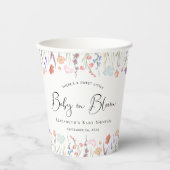 ベビーの開花ワイルドフラワーの水の色ベビーシャワー 紙コップ (正面)
