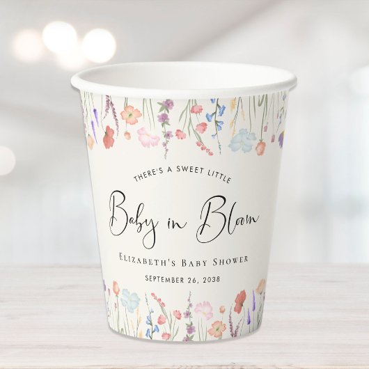 ベビーの開花ワイルドフラワーの水の色ベビーシャワー 紙コップ