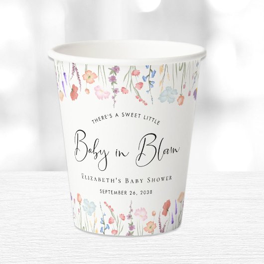 ベビーの開花ワイルドフラワーの水の色ベビーシャワー 紙コップ