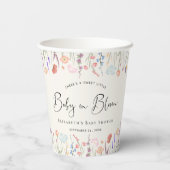 ベビーの開花ワイルドフラワーの水の色ベビーシャワー 紙コップ (裏面)