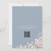 ベビーの開花ワイルドフラワーほこりっぽい青い赤ちゃんシャワー 招待状 (裏面)