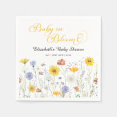 ベビーの開花ワイルドフラワーイエローベイビーシャワー スタンダードカクテルナプキン (正面)