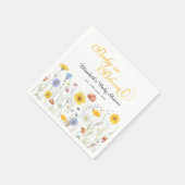 ベビーの開花ワイルドフラワーイエローベイビーシャワー スタンダードカクテルナプキン (角)