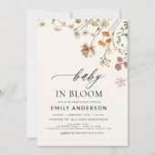 ベビーの開花ワイルドフラワーオールインワンベイビーシャワー 招待状 (正面)