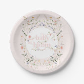 ベビーの開花ワイルドフラワーガールピンク赤ちゃんシャワー ペーパープレート (正面)