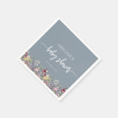 ベビーの開花ワイルドフラワーズダスティブルーベビーシャワー スタンダードカクテルナプキン (角)