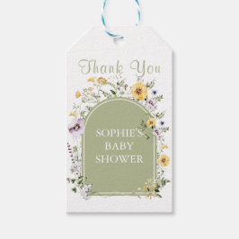 ベビーの開花ワイルドフラワーセージ緑の赤ちゃんシャワー ギフトタグ