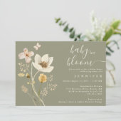 ベビーの開花ワイルドフラワーセージ赤ちゃんシャワー 招待状 (スタンド正面)