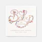 ベビーの開花ワイルドフラワーナプキンズ – ダスティピンクウェート スタンダードカクテルナプキン (正面)