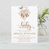 ベビーの開花ワイルドフラワーバタフライベビーシャワー 招待状 (スタンド正面)