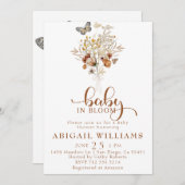 ベビーの開花ワイルドフラワーバタフライベビーシャワー 招待状 (正面/裏面)