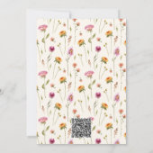 ベビーの開花ワイルドフラワーピンクの女の子QR赤ちゃんシャワー 招待状 (裏面)