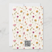 ベビーの開花ワイルドフラワーピンクの女の子QR赤ちゃんシャワー 招待状 (裏面)