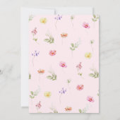 ベビーの開花ワイルドフラワーピンクボウベイビーシャワー 招待状 (裏面)