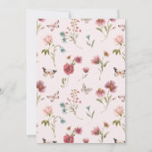 ベビーの開花ワイルドフラワーピンク赤ちゃんシャワー 招待状 (裏面)