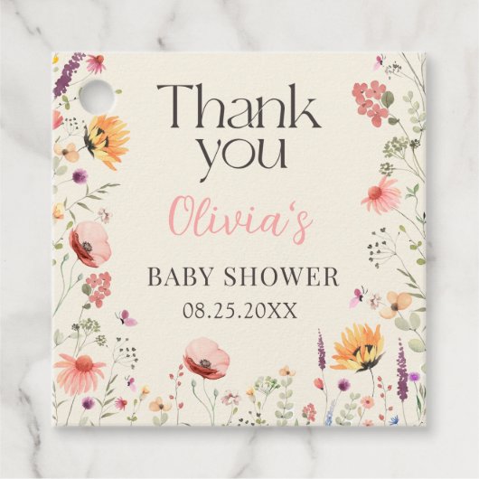 ベビーの開花ワイルドフラワーフローラベビーシャワー フェイバータグ (正面)