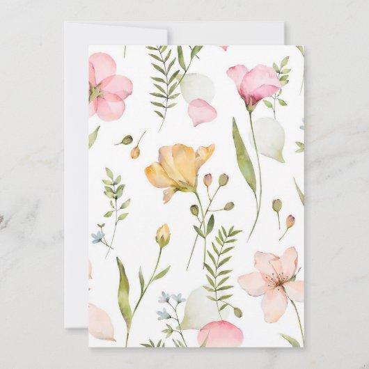 ベビーの開花ワイルドフラワーフローラベビーシャワー 招待状 (裏面)