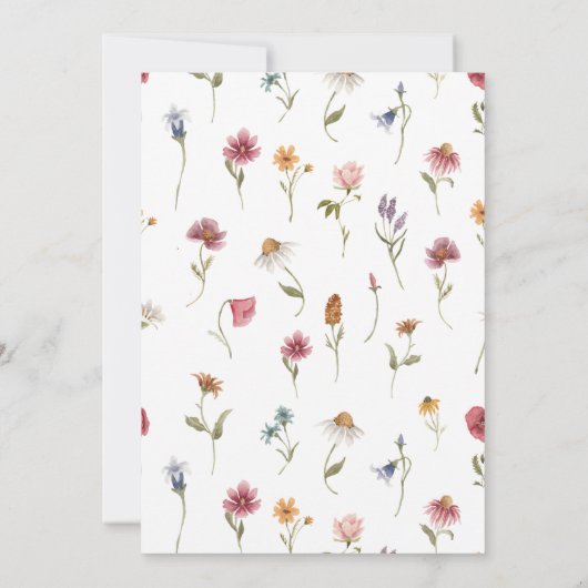 ベビーの開花ワイルドフラワーフローラベビーシャワー 招待状 (裏面)