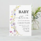 ベビーの開花ワイルドフラワーフローラベビーシャワー 招待状 (スタンド正面)