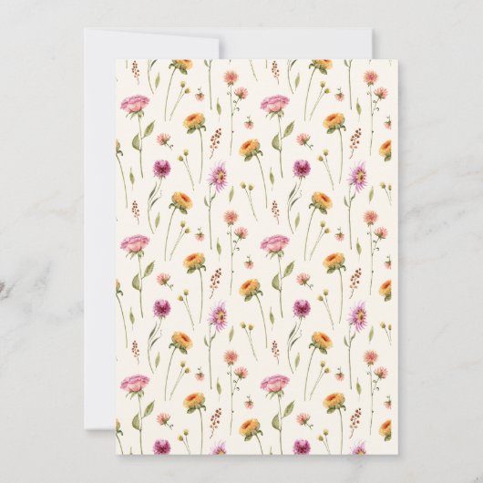 ベビーの開花ワイルドフラワーフローラ女の子ベビーシャワー 招待状 (裏面)