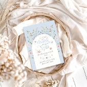 ベビーの開花ワイルドフラワーブルーボーイベビーシャワー サンキューカード