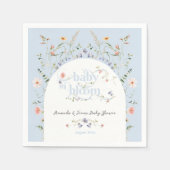 ベビーの開花ワイルドフラワーブルーボーイベビーシャワー スタンダードカクテルナプキン (正面)