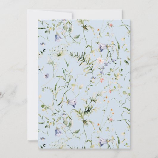 ベビーの開花ワイルドフラワーブルーボーイベビーシャワー 招待状 (裏面)