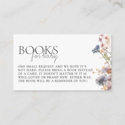 ベビーの開花ワイルドフラワーベイビーシャワー予約リクエスト エンクロージャーカード (正面)