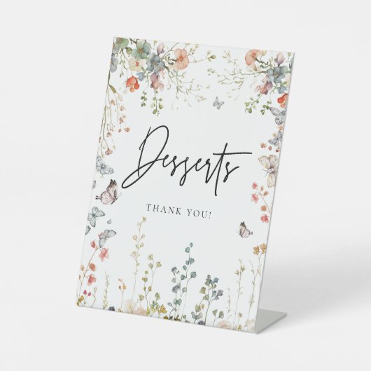 ベビーの開花ワイルドフラワーベイビーシャワー砂漠の看板 台座サイン (正面)