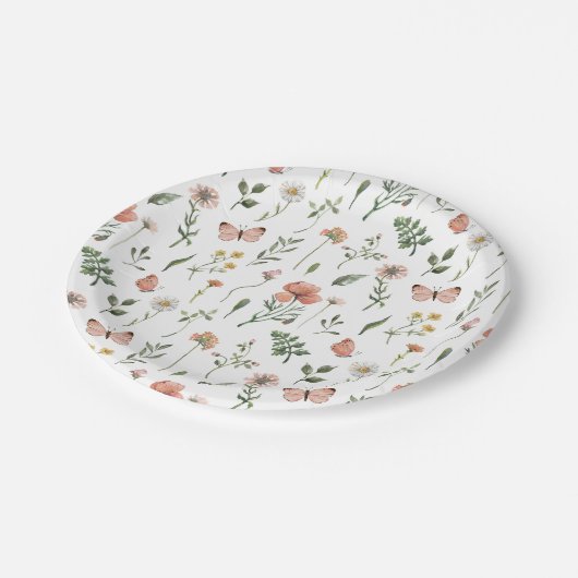 ベビーの開花ワイルドフラワーベイビーシャワー紙プレート ペーパープレート (アングル)