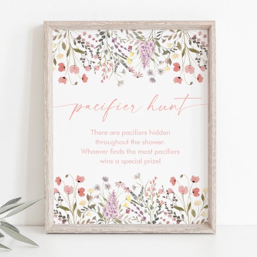 ベビーの開花ワイルドフラワーベビーシャワーおしゃぶり狩り ポスター