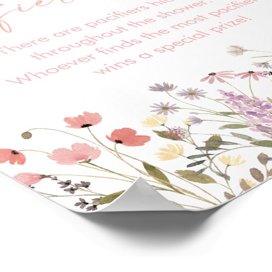 ベビーの開花ワイルドフラワーベビーシャワーおしゃぶり狩り ポスター (角)