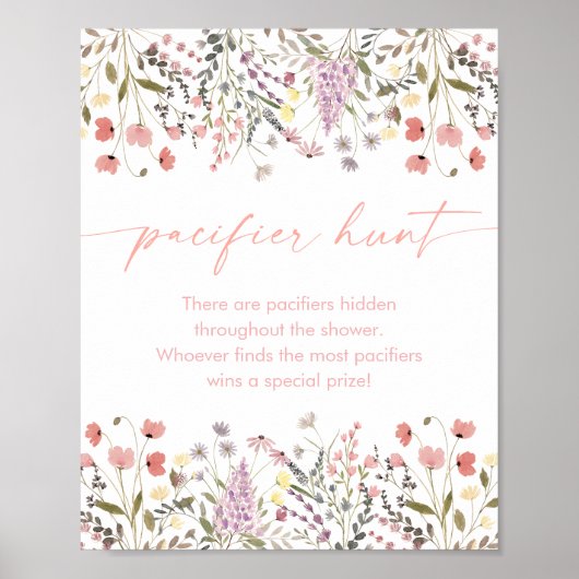ベビーの開花ワイルドフラワーベビーシャワーおしゃぶり狩り ポスター (正面)